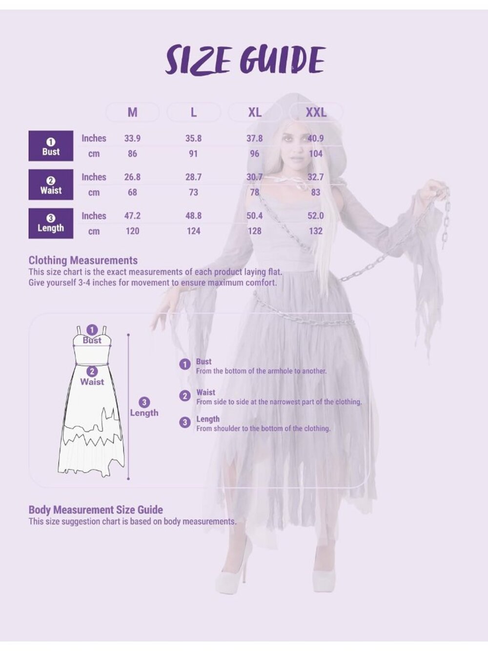 Women's Grey Comfortable Ghost Cape Dress Halloween Haunting Beauty Cosplay - Picture 6 of 7